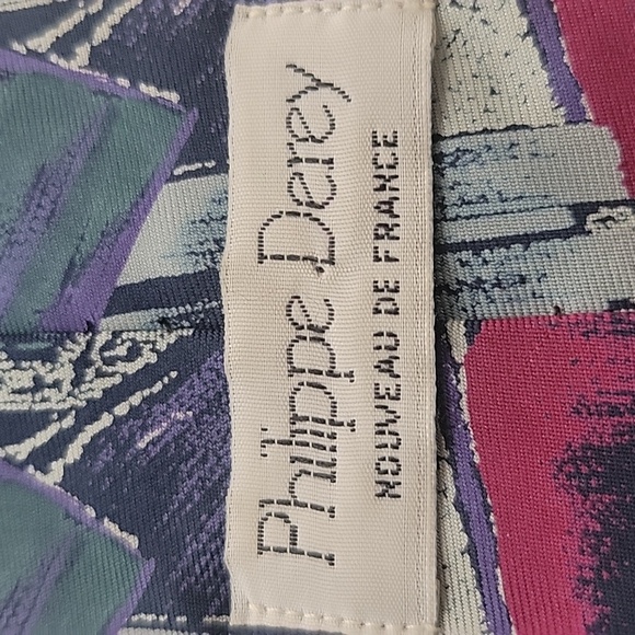 Philippe Derey Men's Tie 100% Silk Abstract Purple and Green and Burgundy - Picture 2 of 4